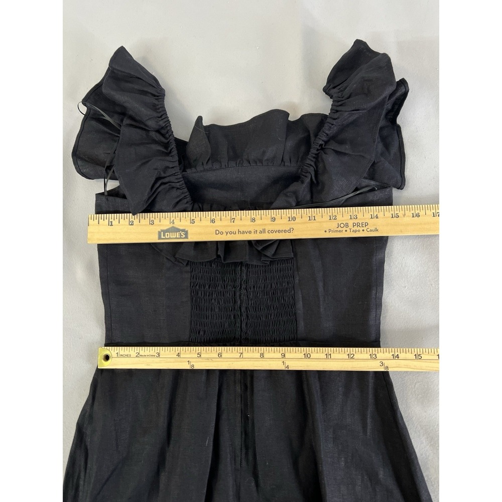 Reformation Women's Amethyst Linen Midi Dress Black Sz‎ 6 - Picture 3 of 14